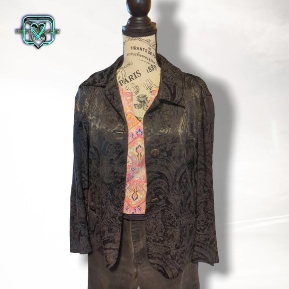 Vintage Chico's Gothic Damask Business Casual Blazer, Size 2 - Picture 6 of 9